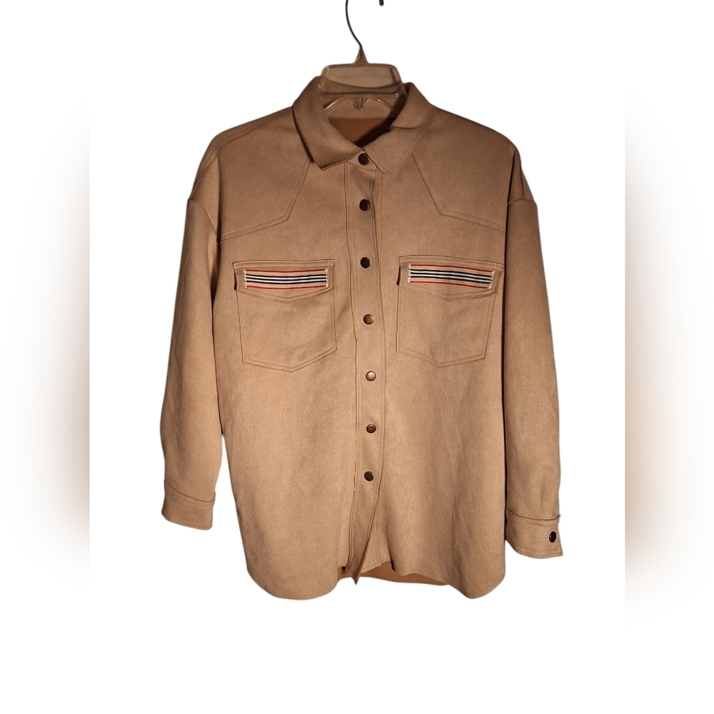 Vintage 70's Ultra Suede Style Snap Button Down Long Sleeved Dagger Collar Shirt
